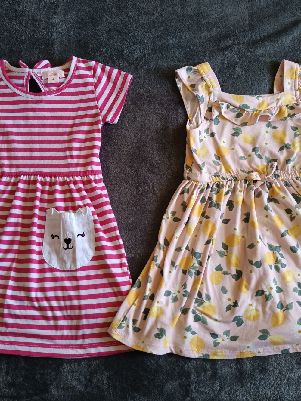 Little Lass Pink Striped Dress with White Animal Pocket